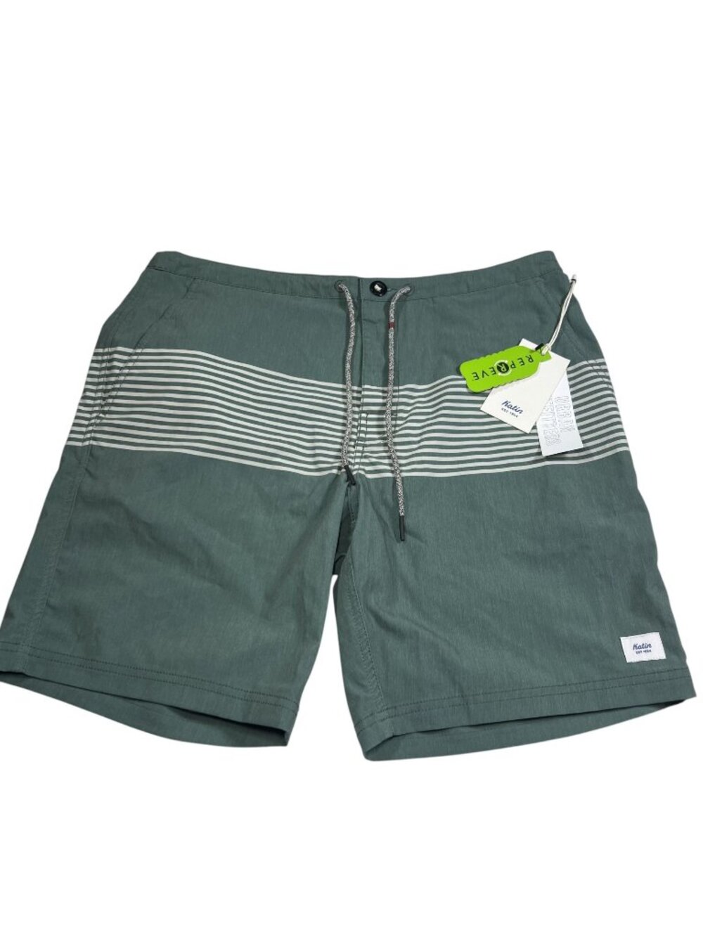 Katin Mens Roam Hybrid Striped Swim Trunks Size 32 Drawstrings Casual NWT